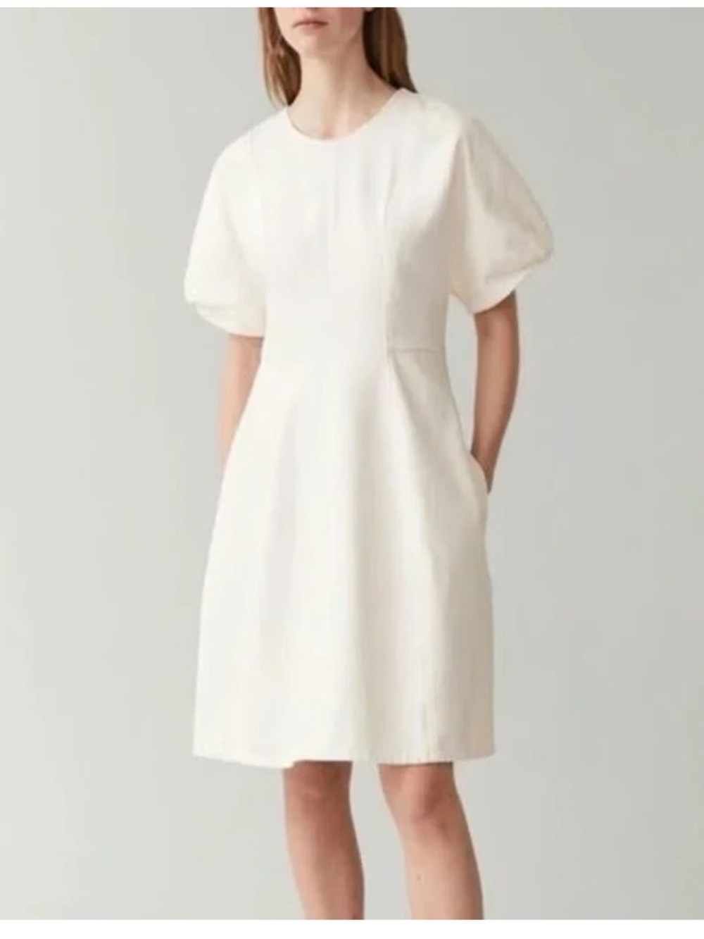 Cos Organic Cotton Denim Dress Cream Size 4